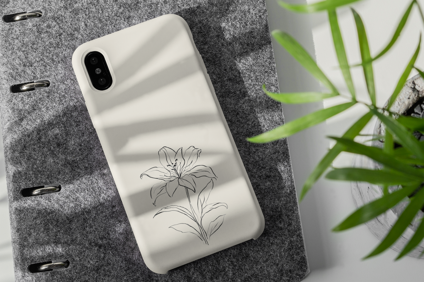 Lily Line Art Phone Case, Elegant Minimalist Floral Design For iPhone 16 15 Pro 14 12 XR 8 Samsung