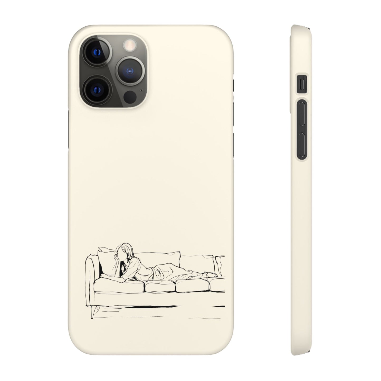 Cozy Sofa Line Art Phone Case, Minimalist & Relaxing Design For iPhone 16 15 Pro 14 12 XR 8 Samsung