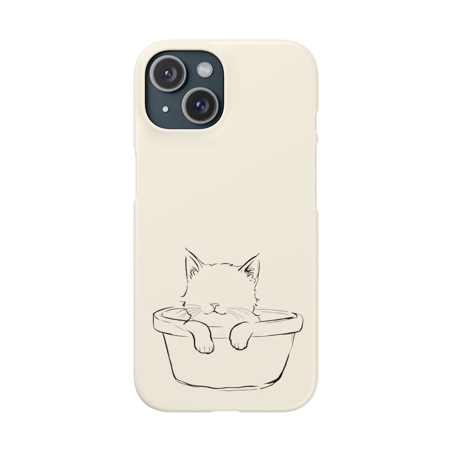 Kitten in a Basket Line Art Phone Case, Adorable & Cozy Design For iPhone 16 15 Pro 14 12 XR 8 Samsung