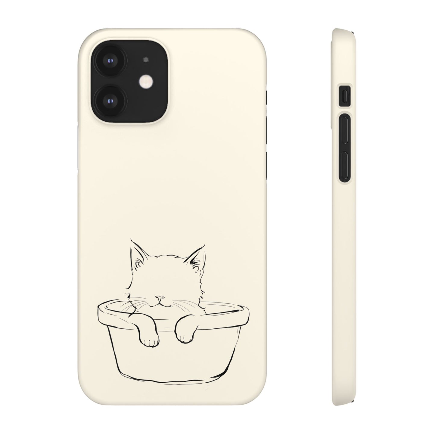 Kitten in a Basket Line Art Phone Case, Adorable & Cozy Design For iPhone 16 15 Pro 14 12 XR 8 Samsung