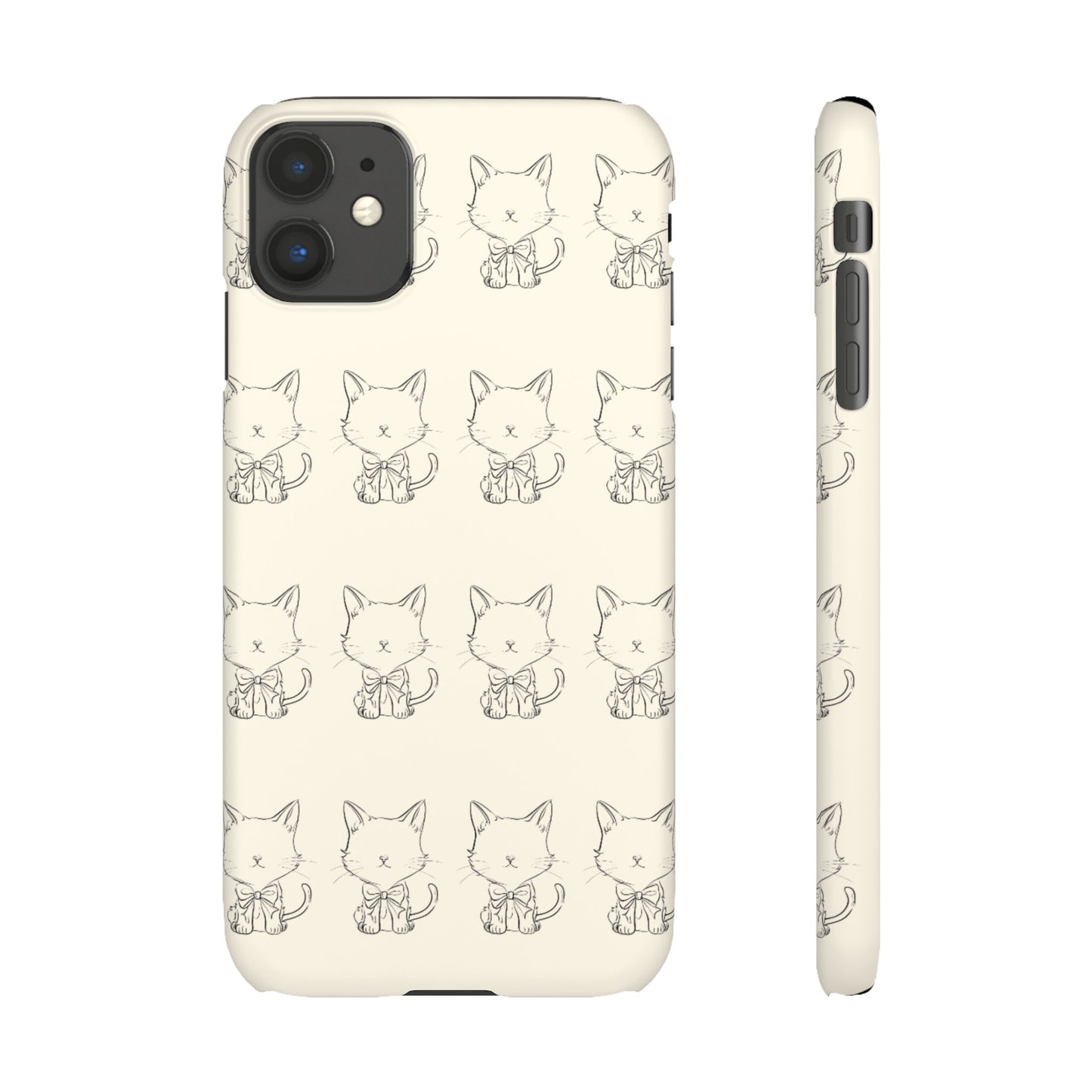 Cute Bow Cat Pattern Phone Case, Cute & Minimalist Design