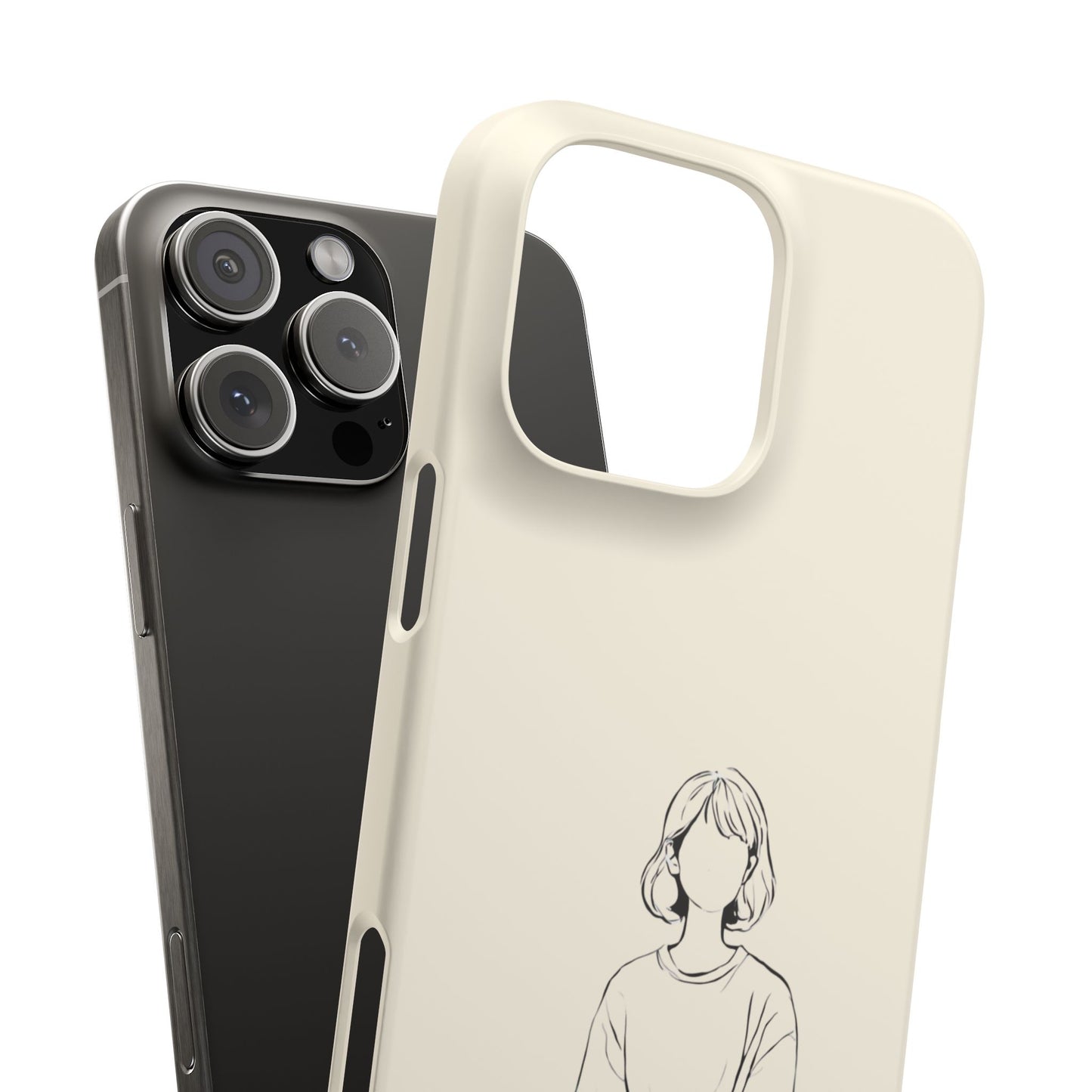 Girl and Cat Line Art Phone Case, Minimalist and Cozy Design, For iPhone 16 15 Pro 14 12 XR 7 8 Samsung