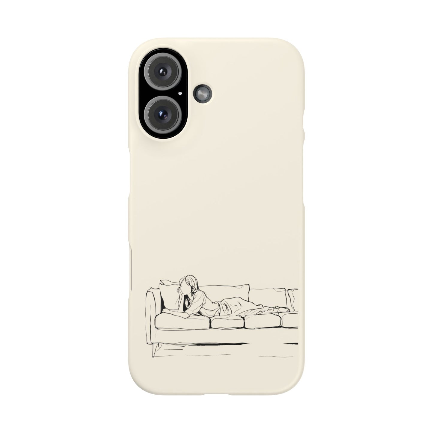 Cozy Sofa Line Art Phone Case, Minimalist & Relaxing Design For iPhone 16 15 Pro 14 12 XR 8 Samsung