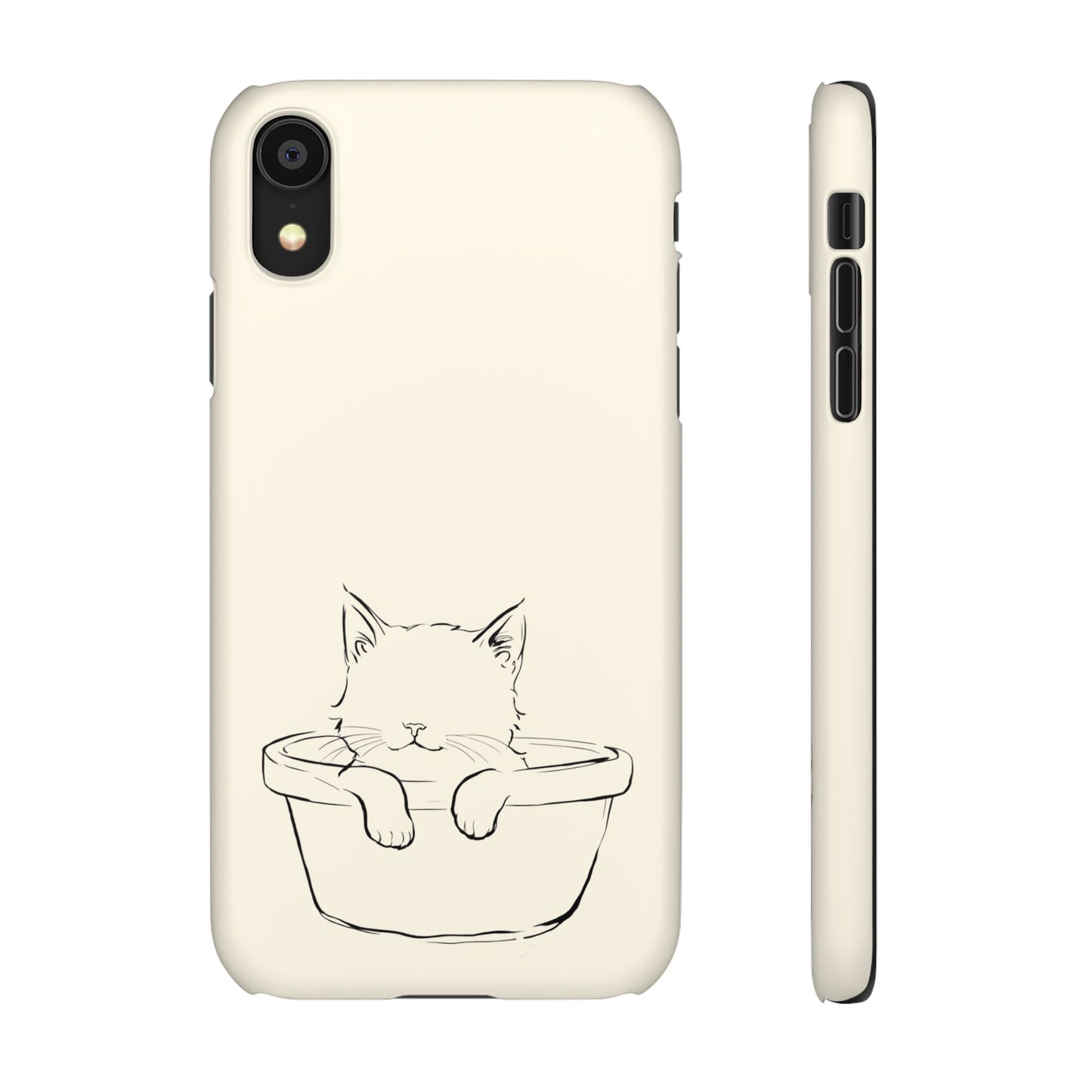 Kitten in a Basket Line Art Phone Case, Adorable & Cozy Design For iPhone 16 15 Pro 14 12 XR 8 Samsung