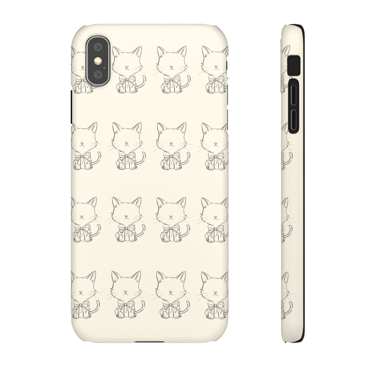 Cute Bow Cat Pattern Phone Case, Cute & Minimalist Design