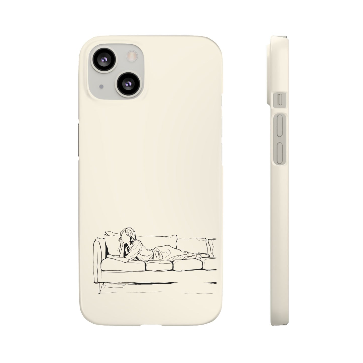 Cozy Sofa Line Art Phone Case, Minimalist & Relaxing Design For iPhone 16 15 Pro 14 12 XR 8 Samsung