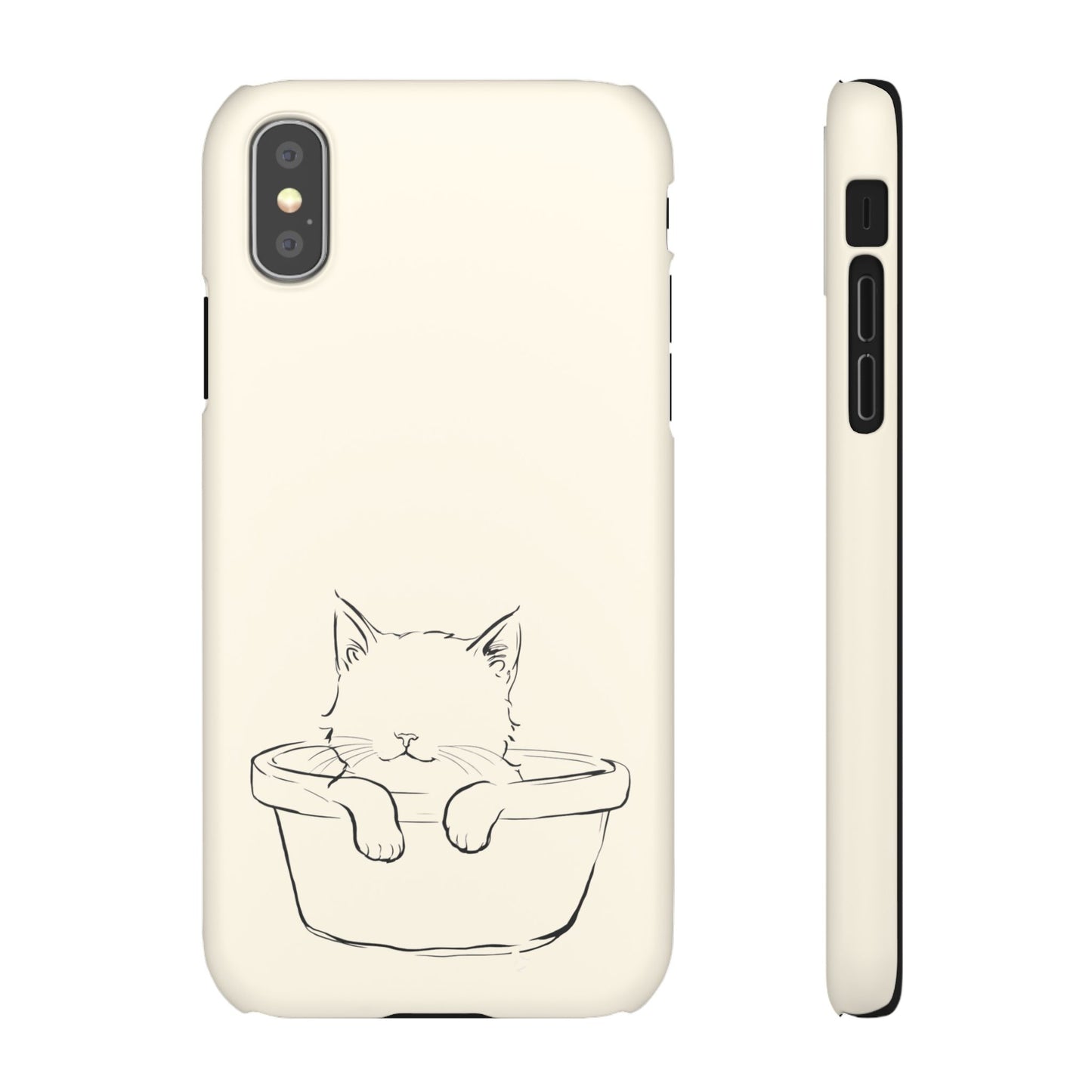 Kitten in a Basket Line Art Phone Case, Adorable & Cozy Design For iPhone 16 15 Pro 14 12 XR 8 Samsung