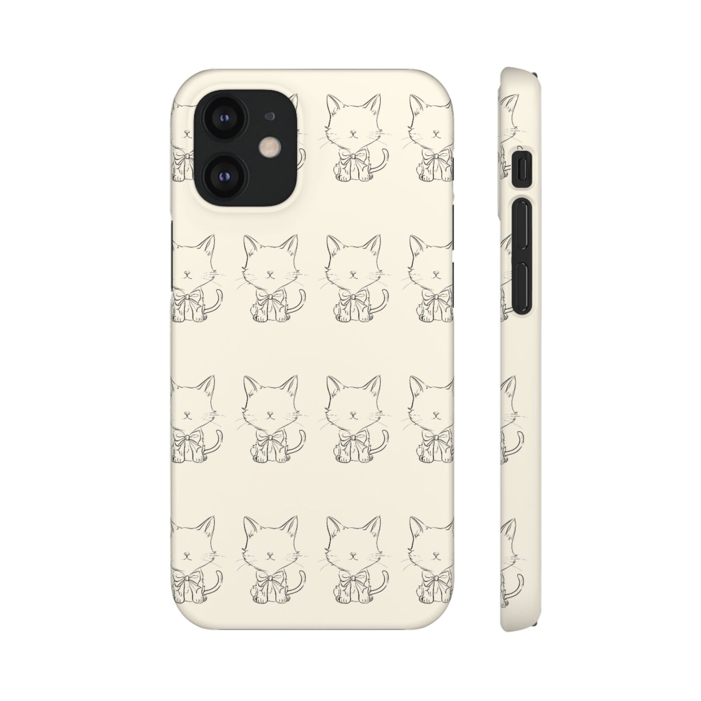 Cute Bow Cat Pattern Phone Case, Cute & Minimalist Design