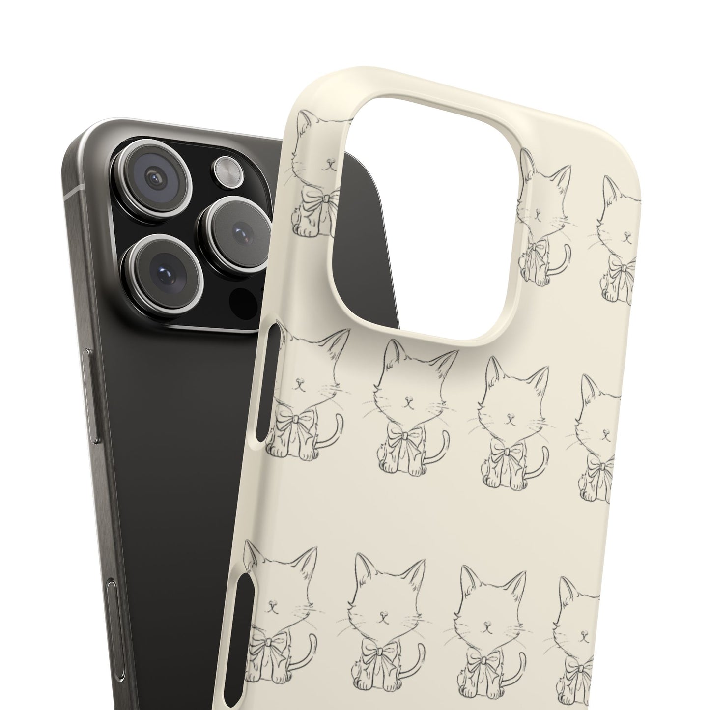 Cute Bow Cat Pattern Phone Case, Cute & Minimalist Design