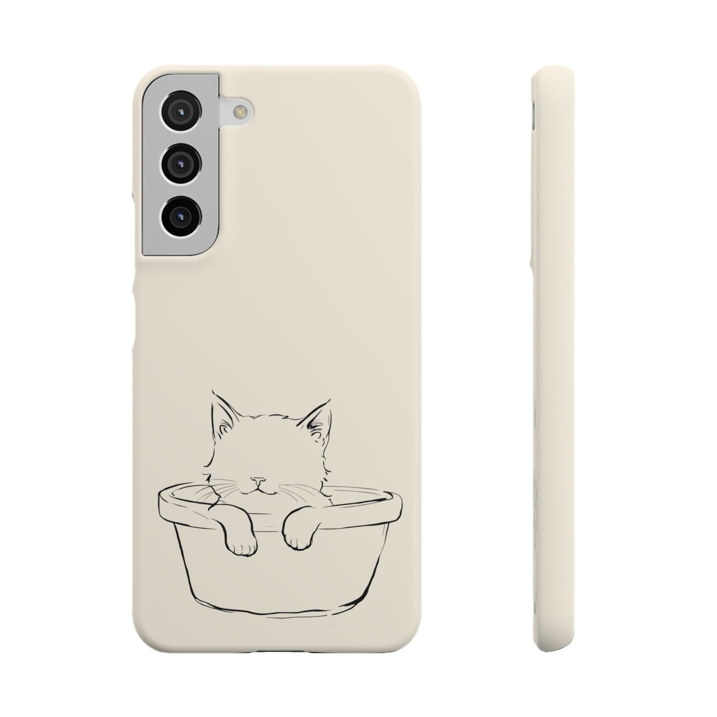 Kitten in a Basket Line Art Phone Case, Adorable & Cozy Design For iPhone 16 15 Pro 14 12 XR 8 Samsung