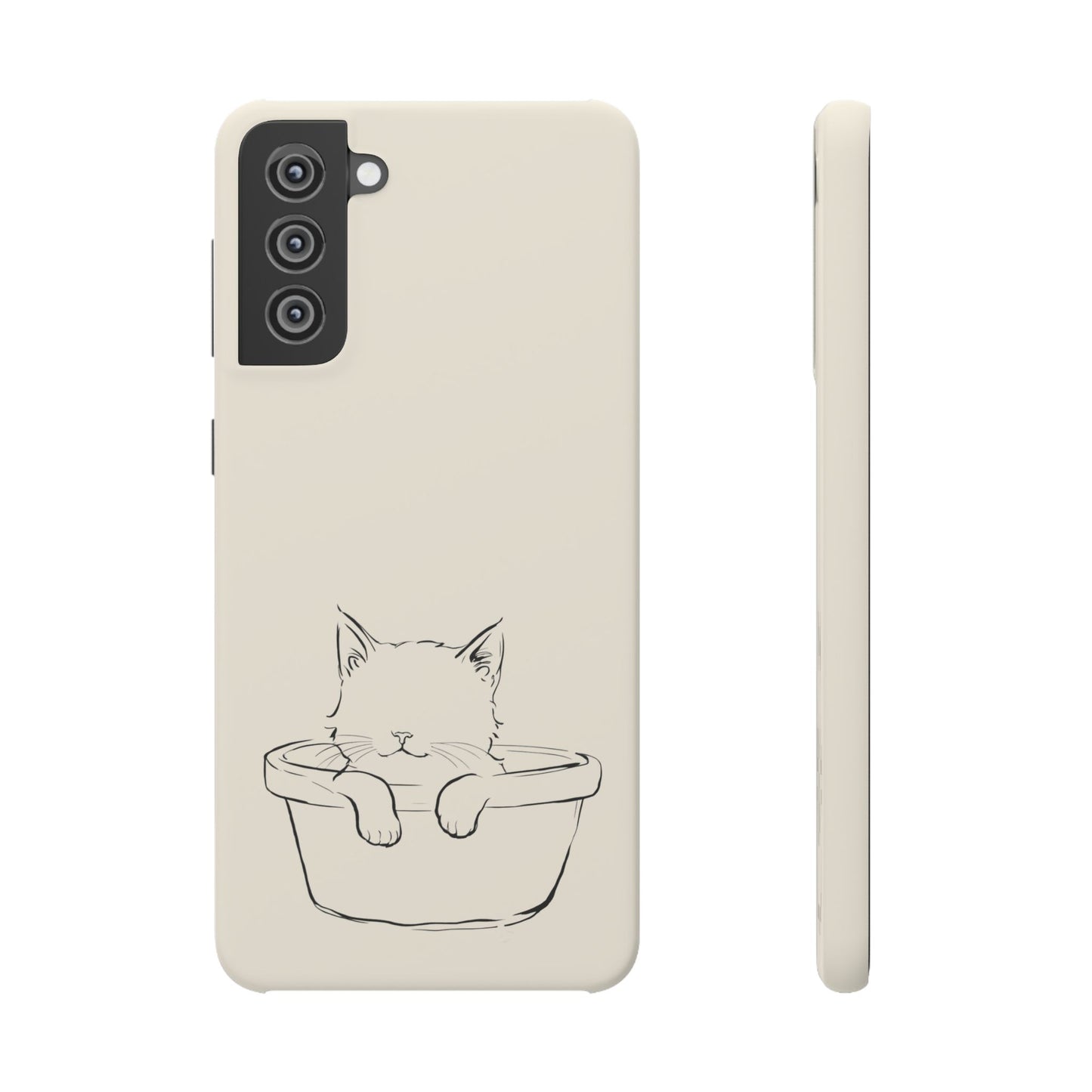 Kitten in a Basket Line Art Phone Case, Adorable & Cozy Design For iPhone 16 15 Pro 14 12 XR 8 Samsung