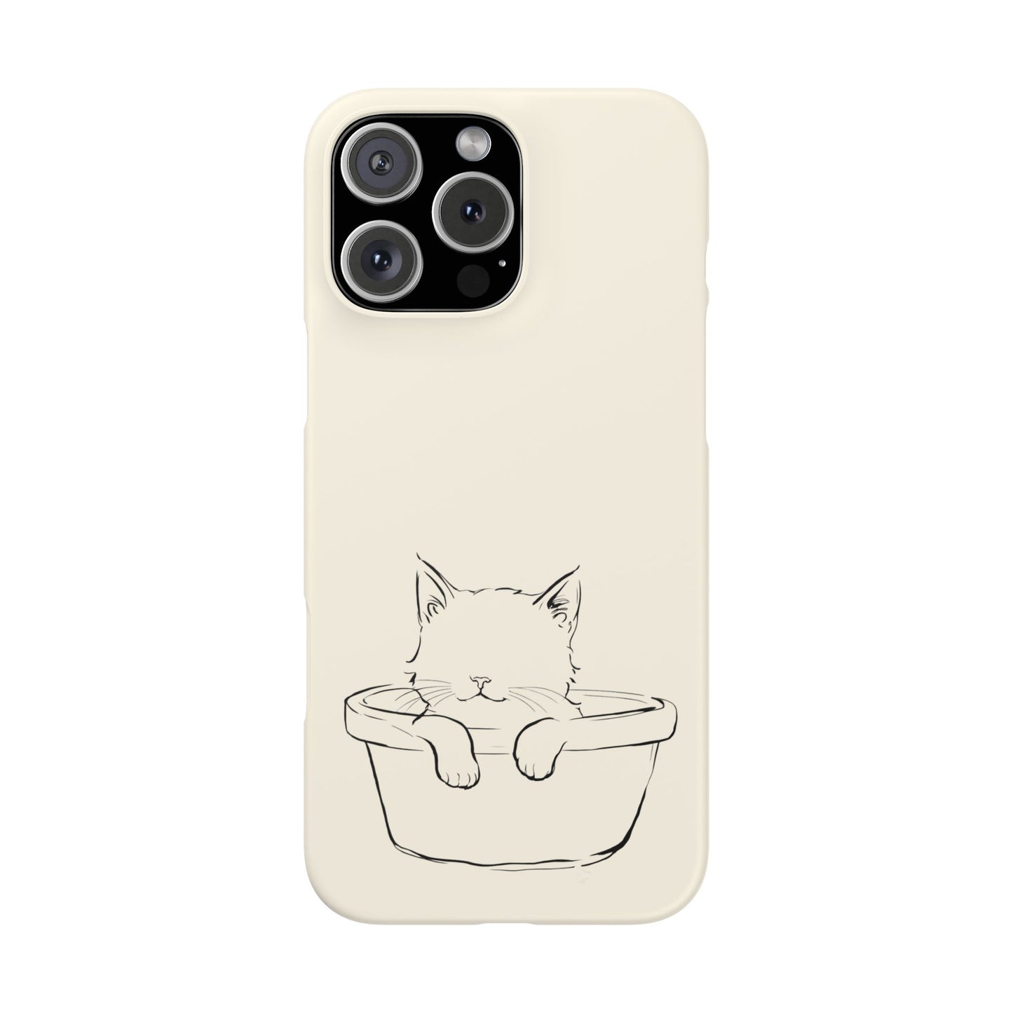 Kitten in a Basket Line Art Phone Case, Adorable & Cozy Design For iPhone 16 15 Pro 14 12 XR 8 Samsung