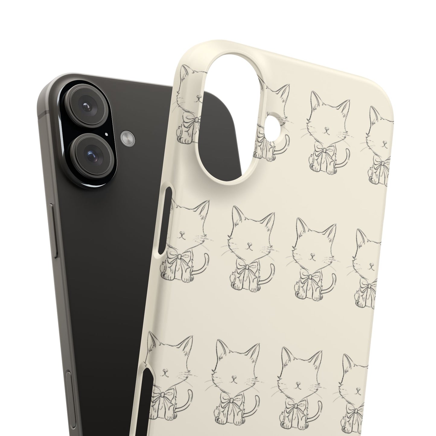 Cute Bow Cat Pattern Phone Case, Cute & Minimalist Design