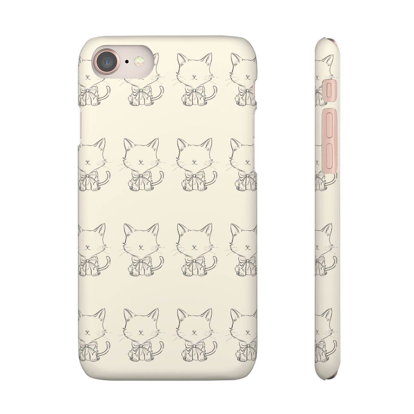 Cute Bow Cat Pattern Phone Case, Cute & Minimalist Design