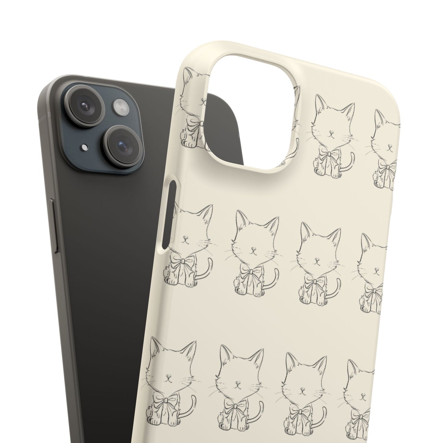 Cute Bow Cat Pattern Phone Case, Cute & Minimalist Design