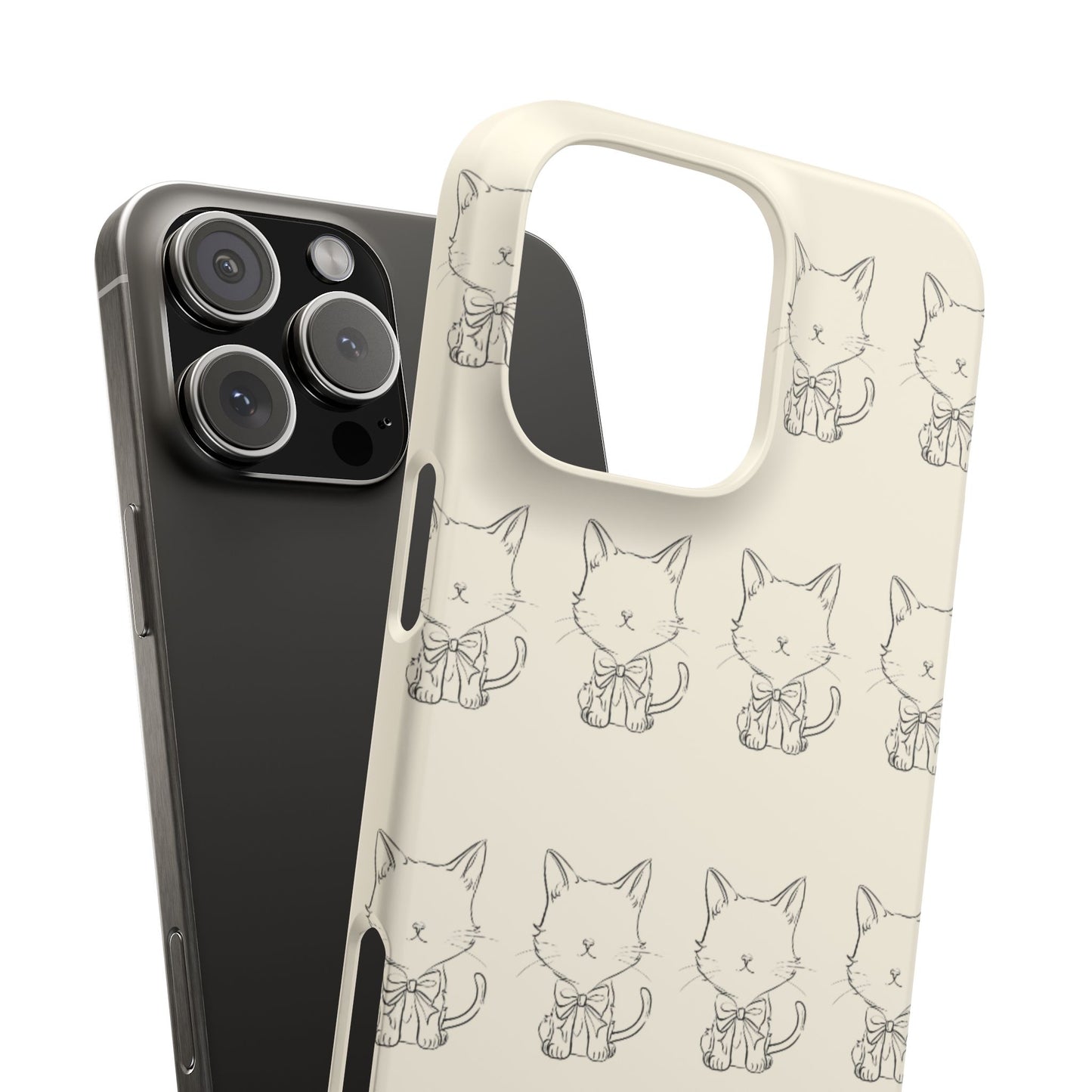 Cute Bow Cat Pattern Phone Case, Cute & Minimalist Design