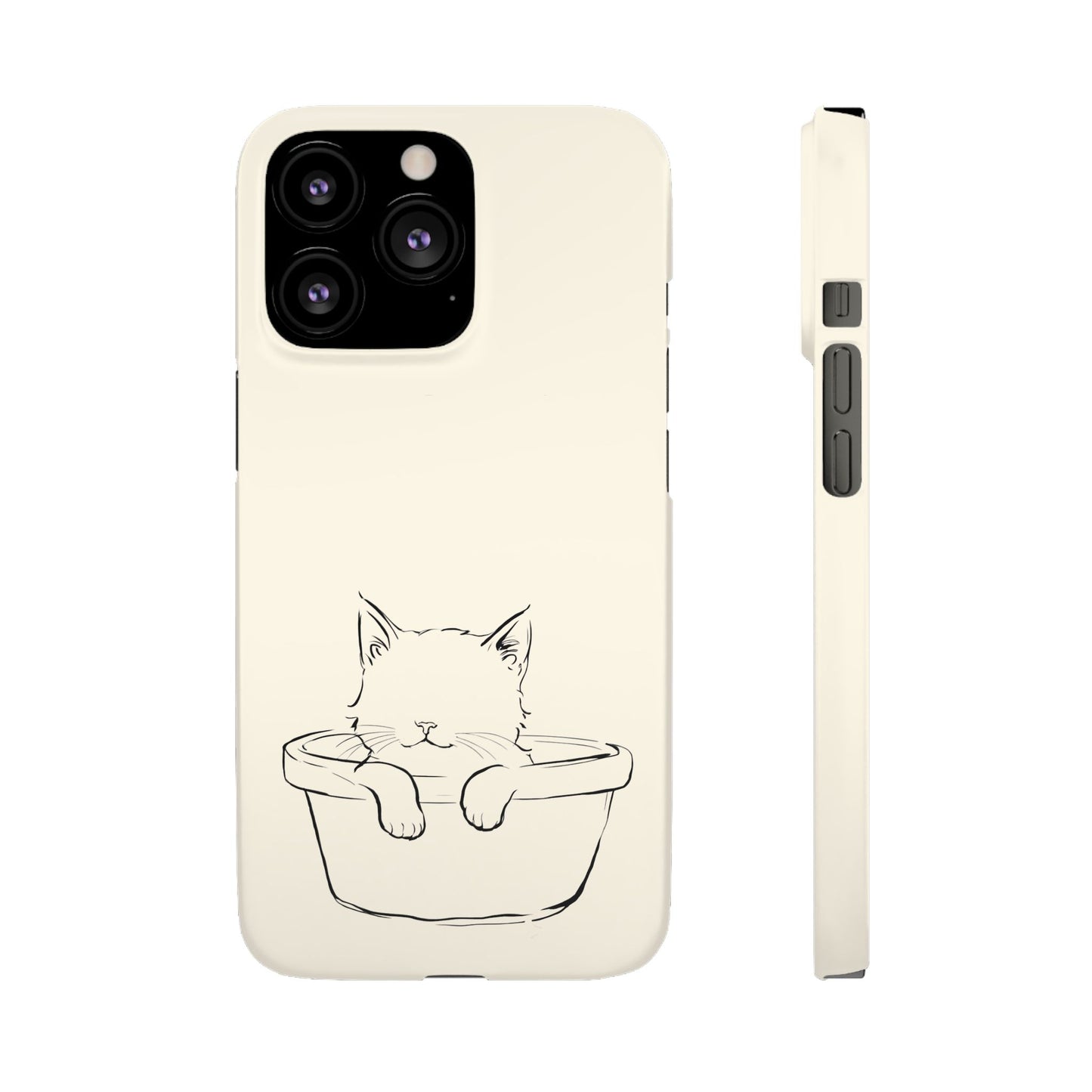 Kitten in a Basket Line Art Phone Case, Adorable & Cozy Design For iPhone 16 15 Pro 14 12 XR 8 Samsung