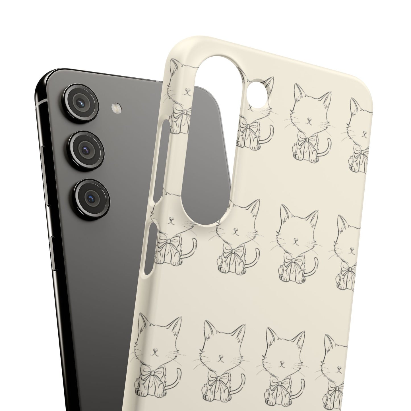 Cute Bow Cat Pattern Phone Case, Cute & Minimalist Design