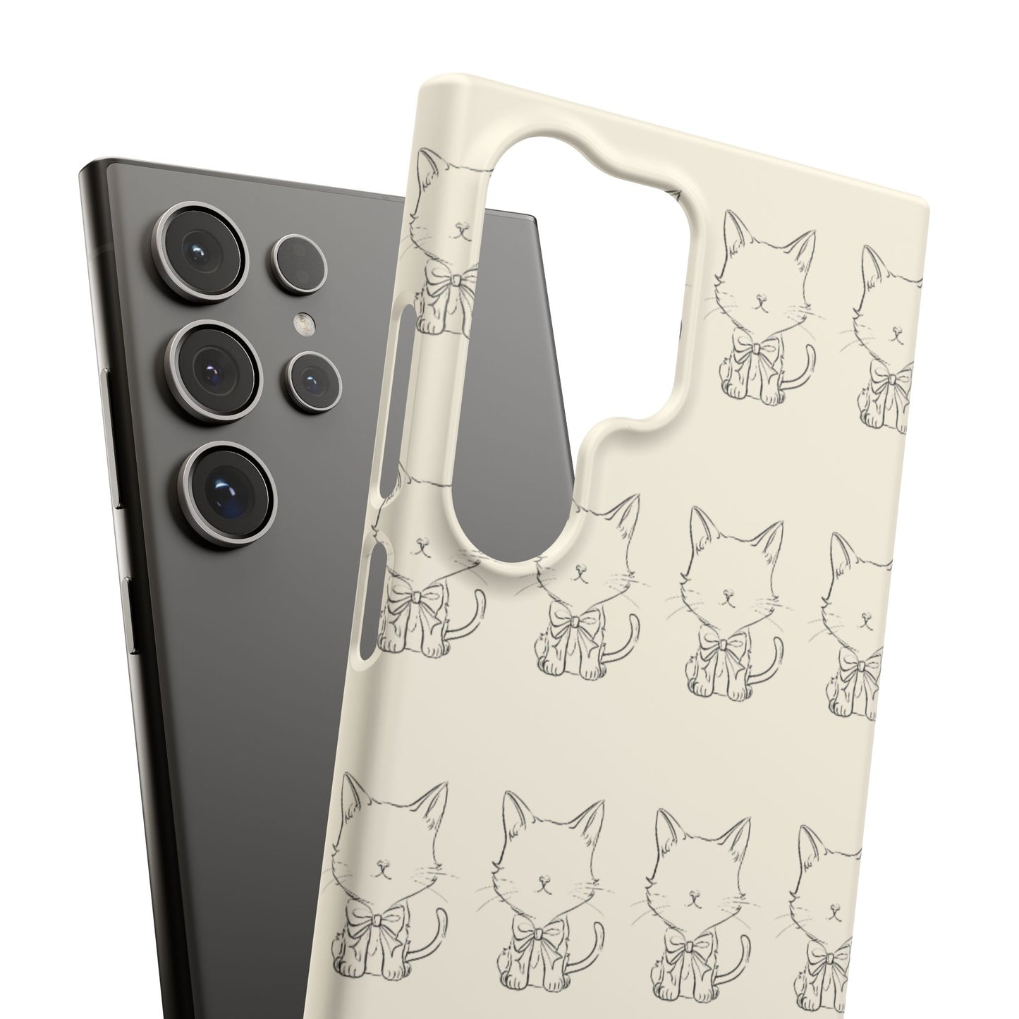 Cute Bow Cat Pattern Phone Case, Cute & Minimalist Design