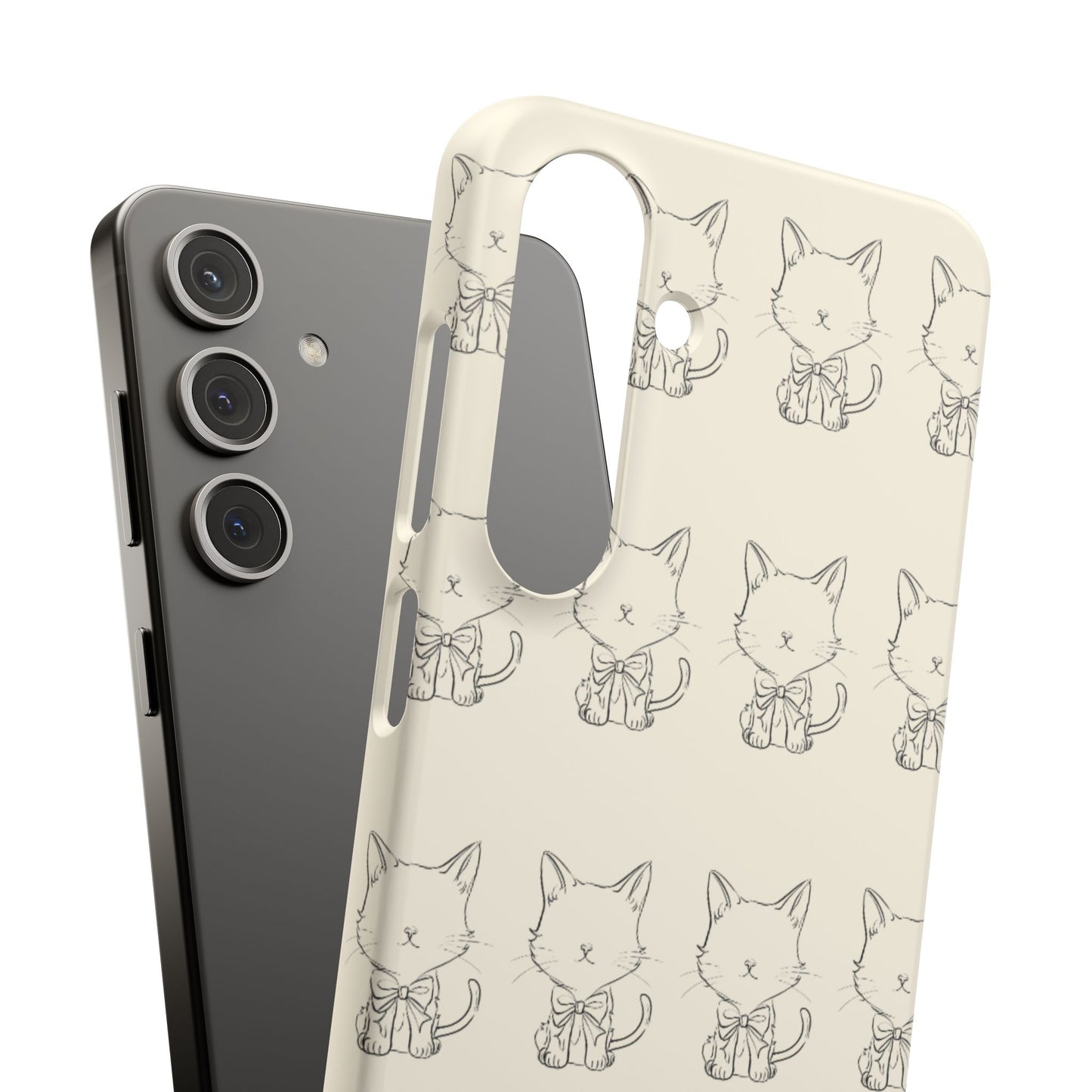 Cute Bow Cat Pattern Phone Case, Cute & Minimalist Design