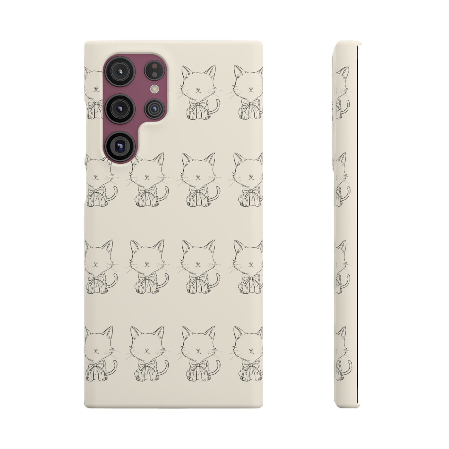 Cute Bow Cat Pattern Phone Case, Cute & Minimalist Design