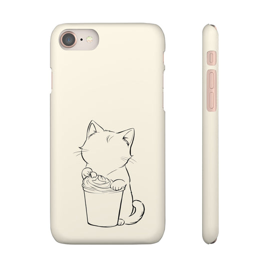 Frappuccino Kitty Line Art Phone Case For iPhone 16 15 Pro 14 12 XR 8 Samsung