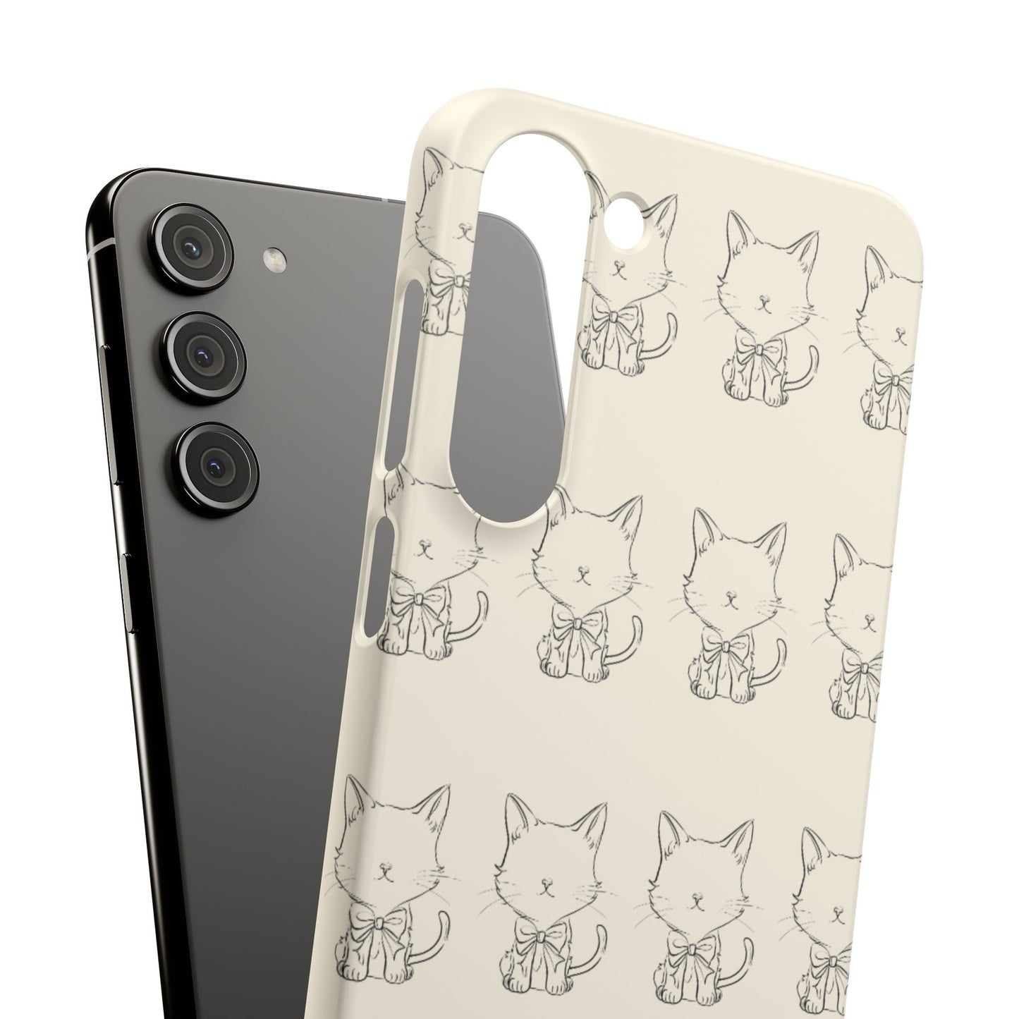 Cute Bow Cat Pattern Phone Case, Cute & Minimalist Design