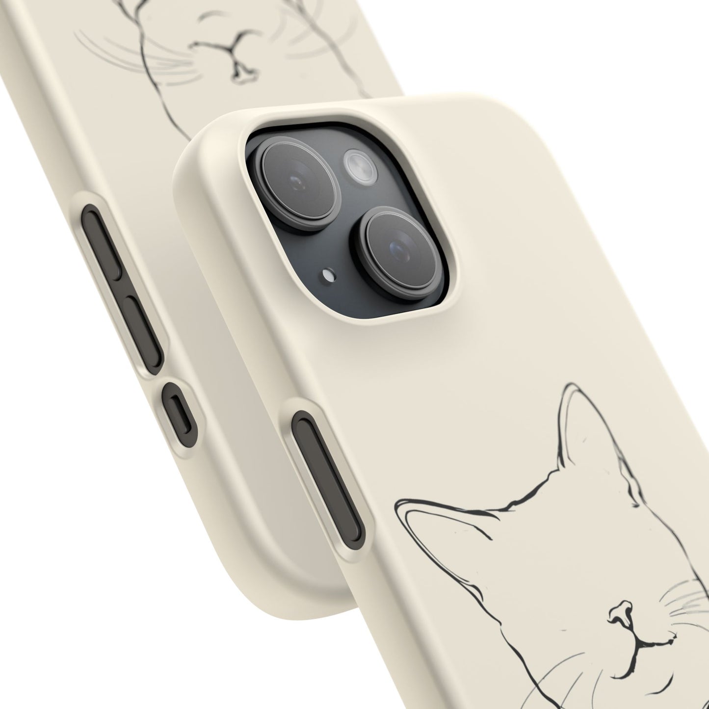 Charming Whiskers, Minimalist Cat Portrait Phone Case