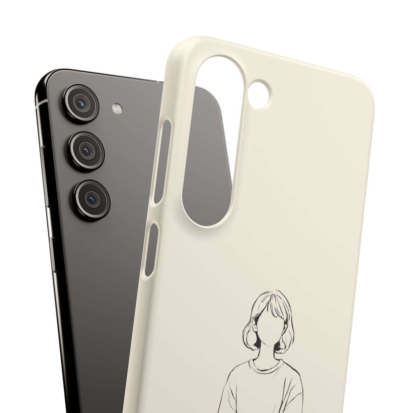 Girl and Cat Line Art Phone Case, Minimalist and Cozy Design, For iPhone 16 15 Pro 14 12 XR 7 8 Samsung