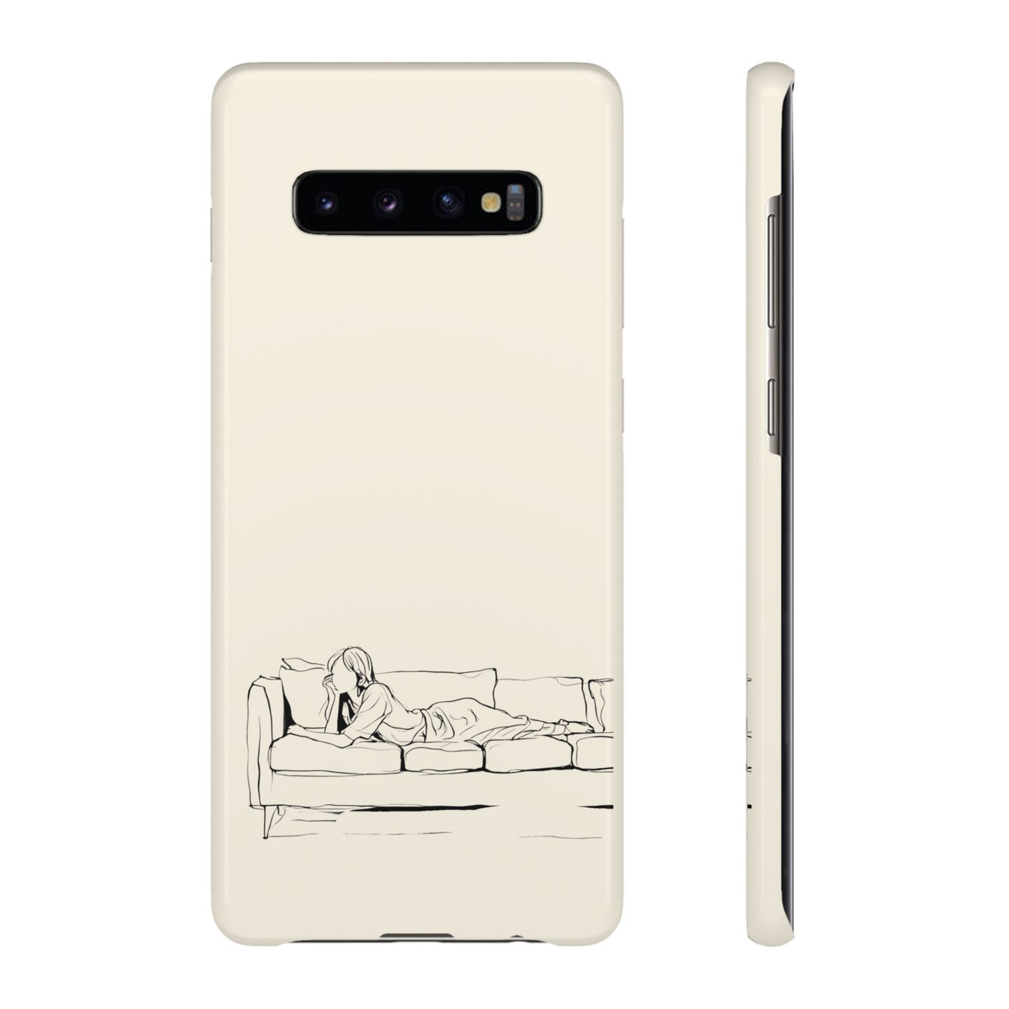 Cozy Sofa Line Art Phone Case, Minimalist & Relaxing Design For iPhone 16 15 Pro 14 12 XR 8 Samsung