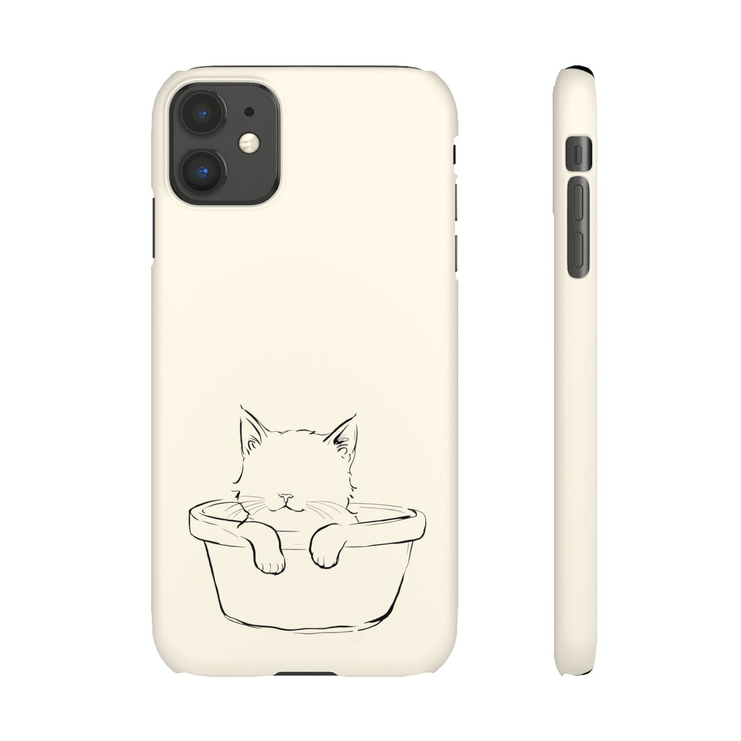 Kitten in a Basket Line Art Phone Case, Adorable & Cozy Design For iPhone 16 15 Pro 14 12 XR 8 Samsung