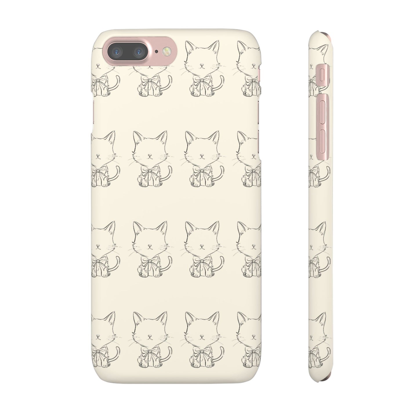 Cute Bow Cat Pattern Phone Case, Cute & Minimalist Design