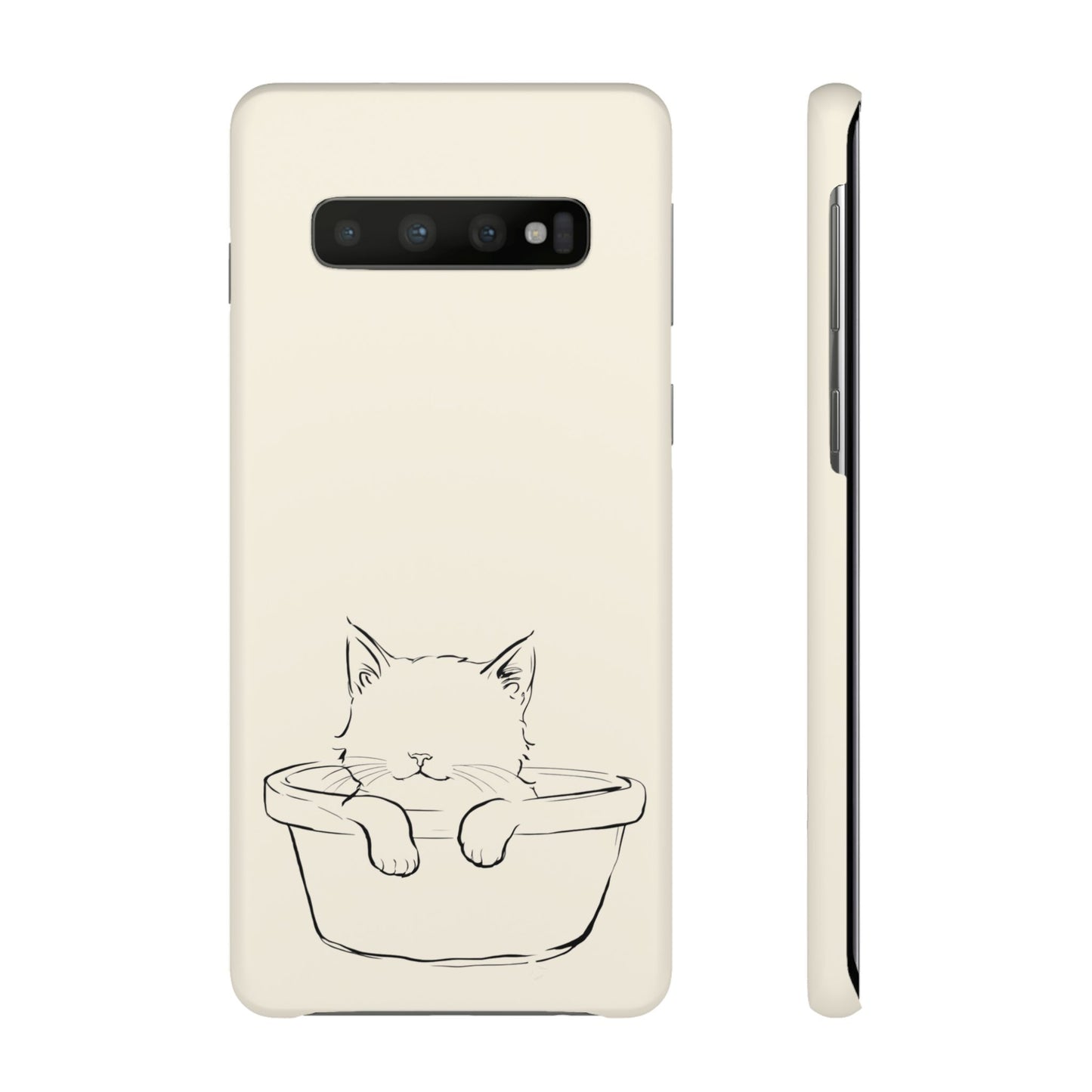 Kitten in a Basket Line Art Phone Case, Adorable & Cozy Design For iPhone 16 15 Pro 14 12 XR 8 Samsung