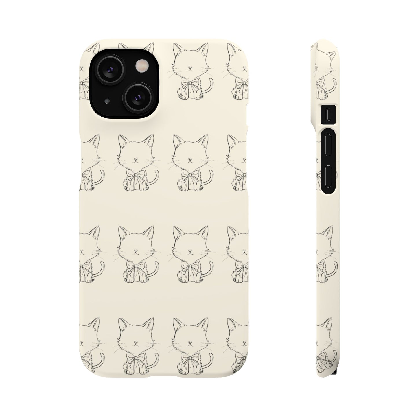 Cute Bow Cat Pattern Phone Case, Cute & Minimalist Design