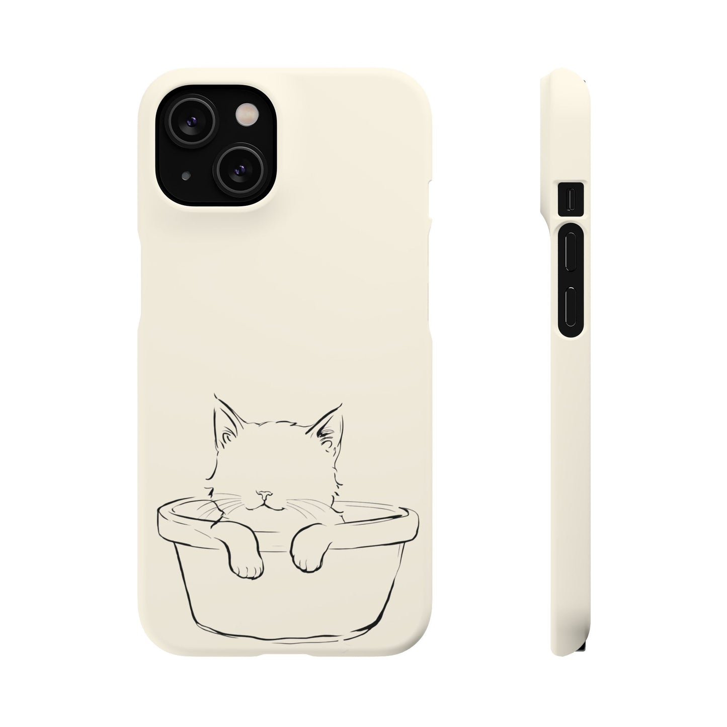 Kitten in a Basket Line Art Phone Case, Adorable & Cozy Design For iPhone 16 15 Pro 14 12 XR 8 Samsung