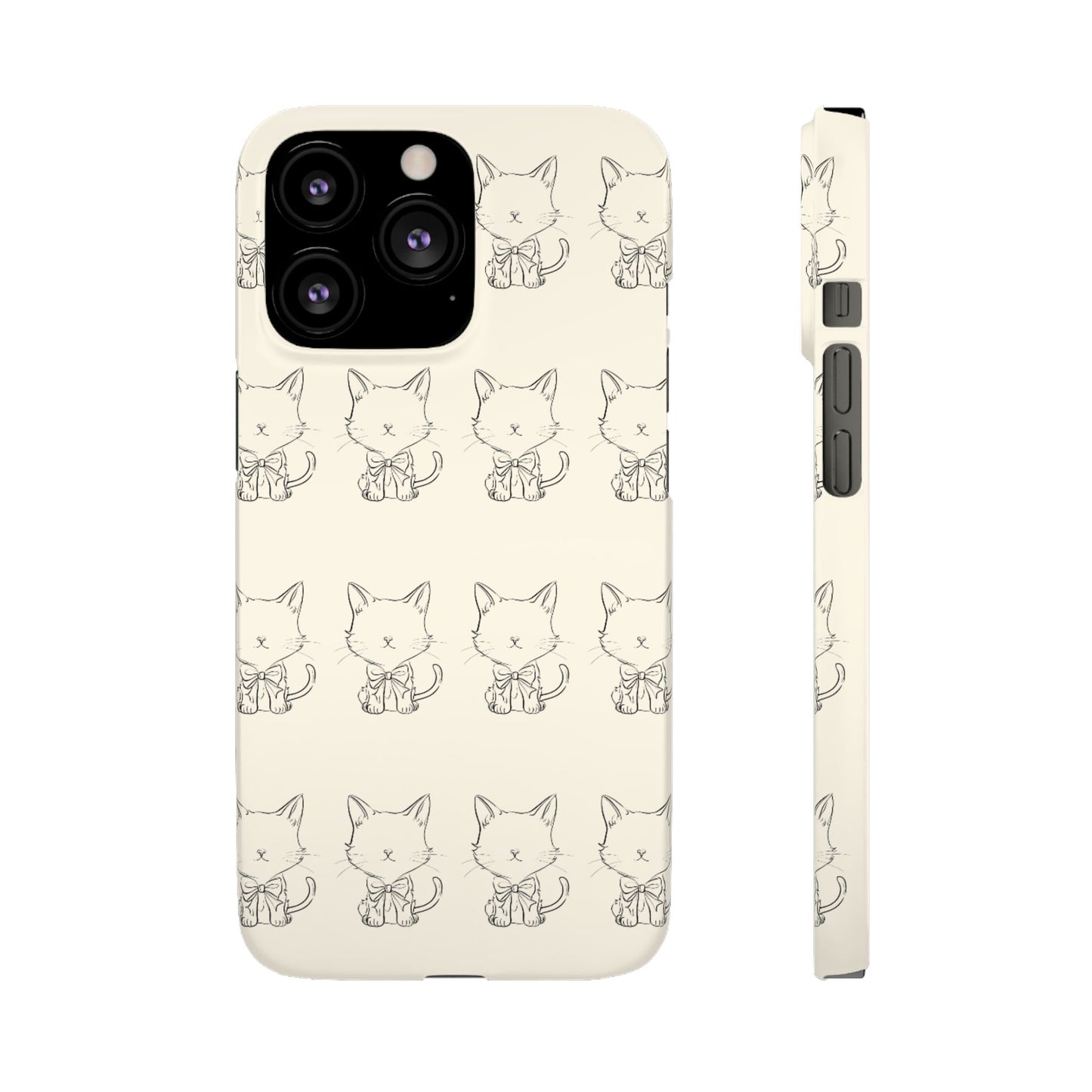 Cute Bow Cat Pattern Phone Case, Cute & Minimalist Design