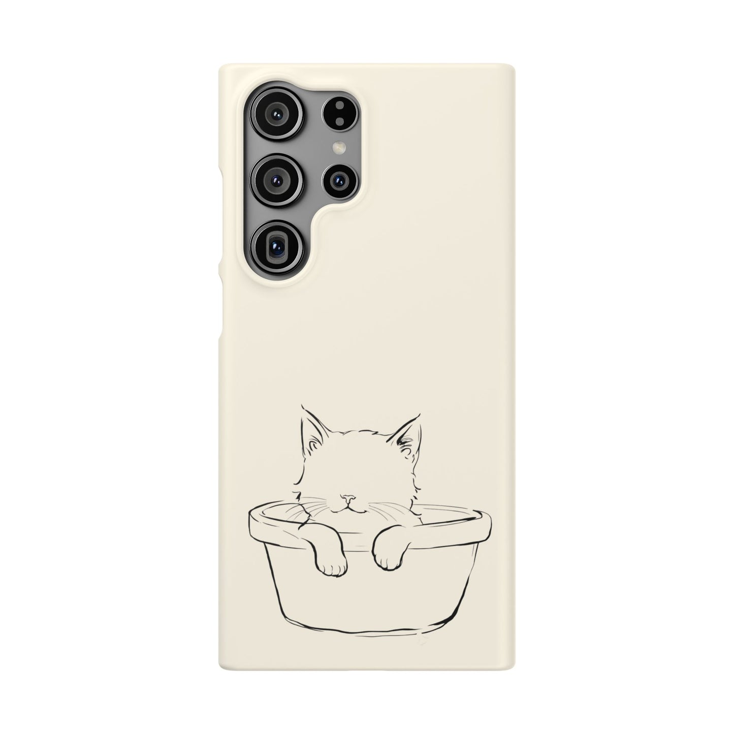 Kitten in a Basket Line Art Phone Case, Adorable & Cozy Design For iPhone 16 15 Pro 14 12 XR 8 Samsung