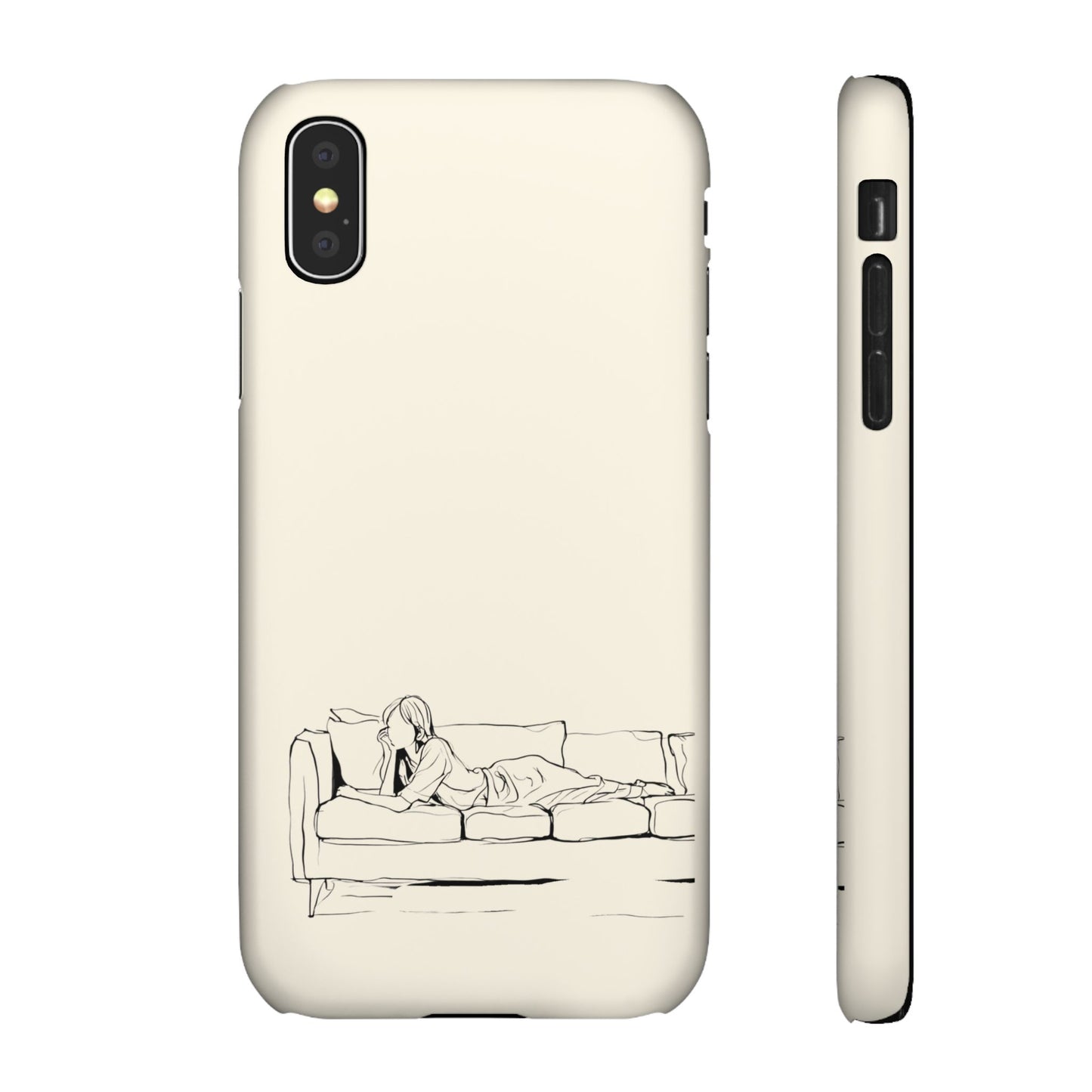 Cozy Sofa Line Art Phone Case, Minimalist & Relaxing Design For iPhone 16 15 Pro 14 12 XR 8 Samsung