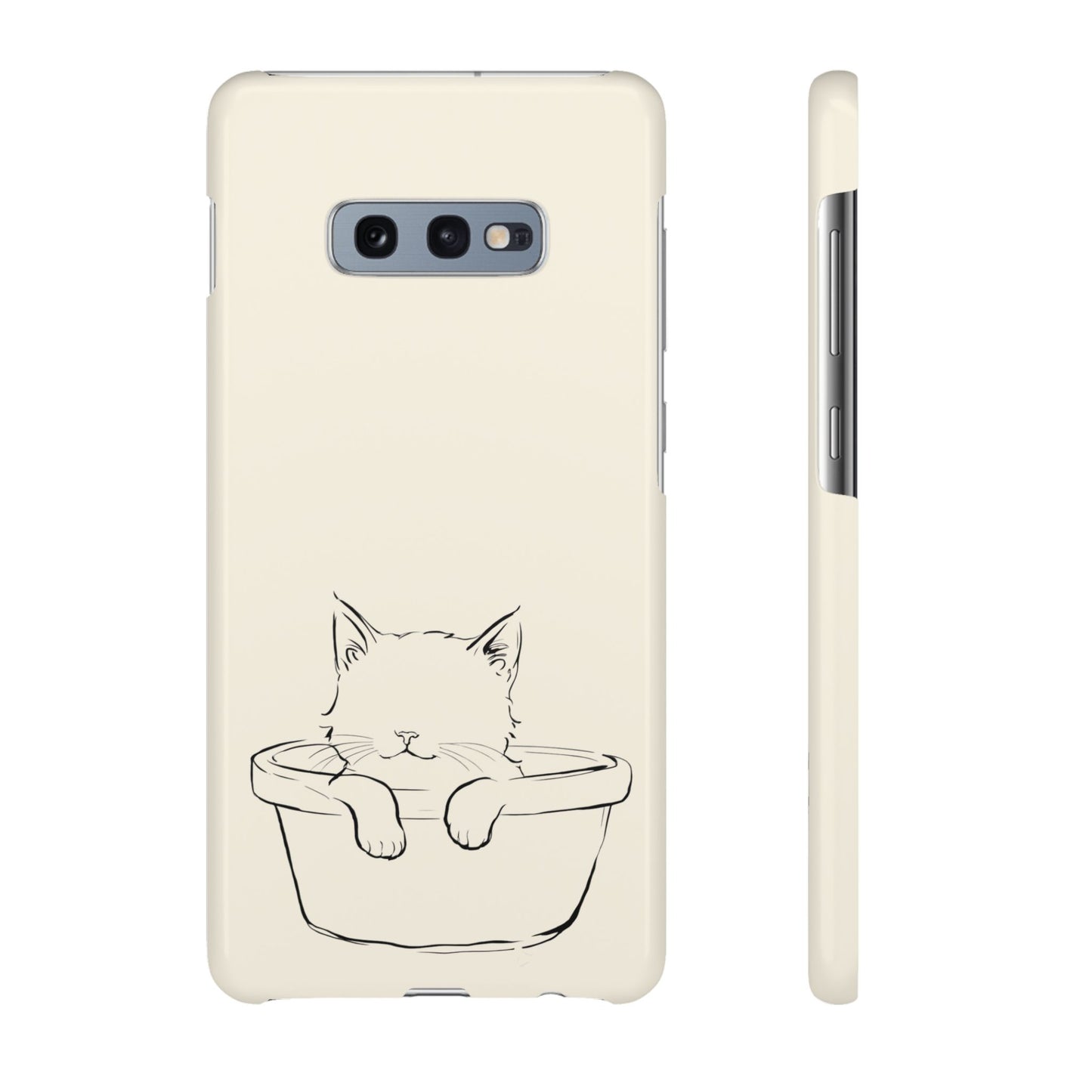 Kitten in a Basket Line Art Phone Case, Adorable & Cozy Design For iPhone 16 15 Pro 14 12 XR 8 Samsung