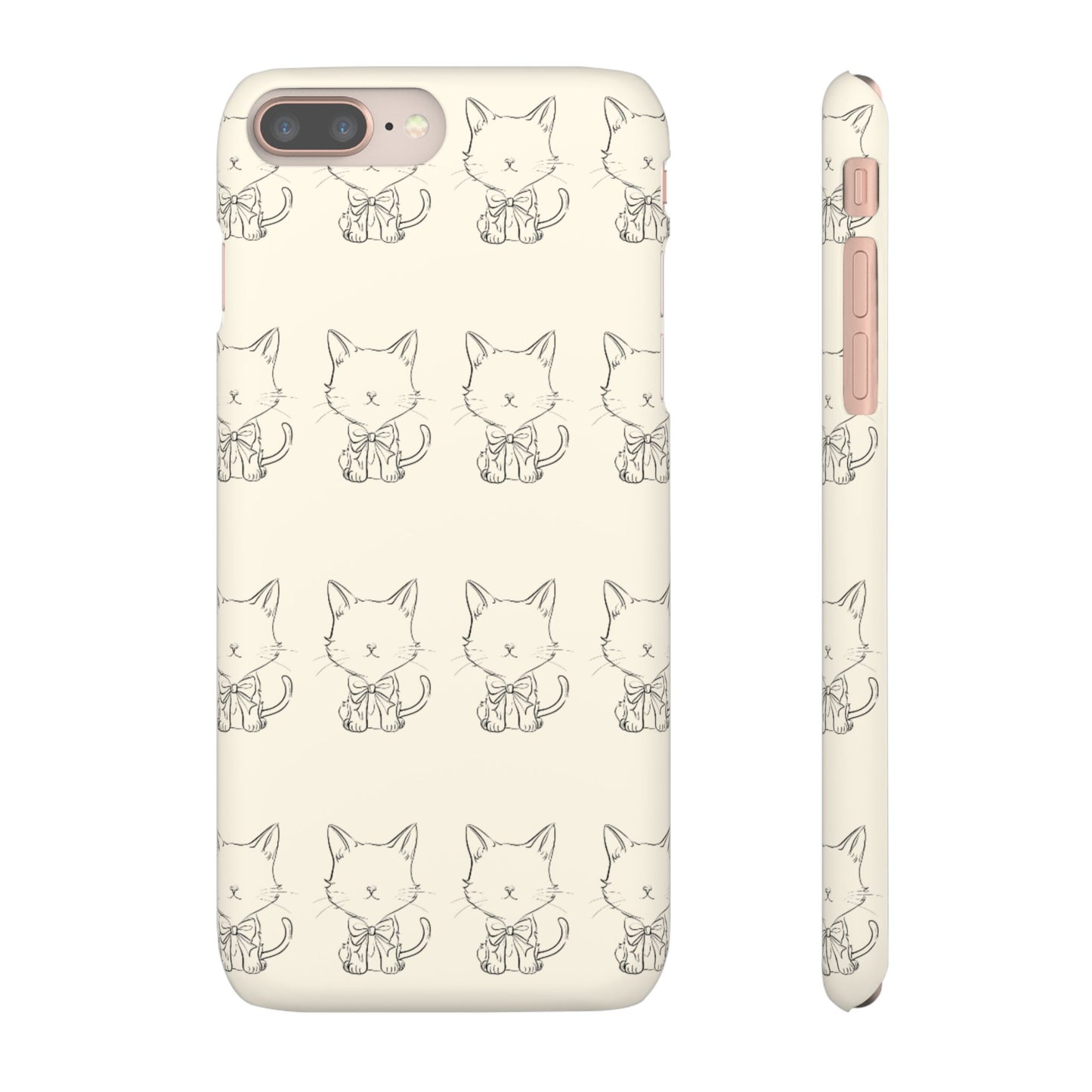 Cute Bow Cat Pattern Phone Case, Cute & Minimalist Design