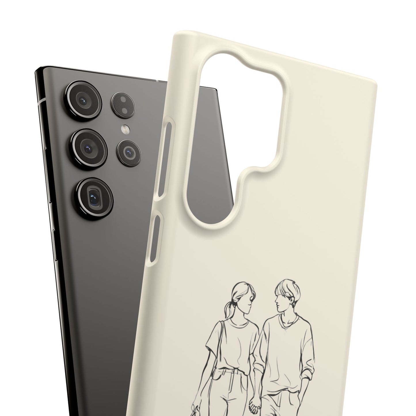 Together Forever Line Art Phone Case, Minimalist Couple Design For iPhone 16 15 Pro 14 12 XR 8 Samsung