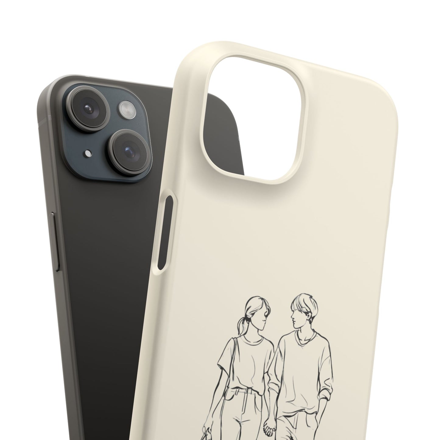 Together Forever Line Art Phone Case, Minimalist Couple Design For iPhone 16 15 Pro 14 12 XR 8 Samsung