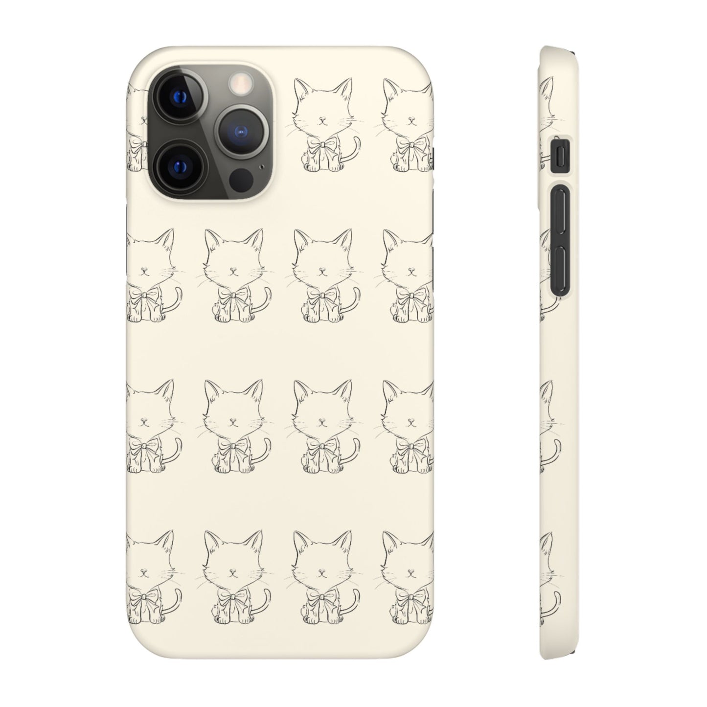 Cute Bow Cat Pattern Phone Case, Cute & Minimalist Design