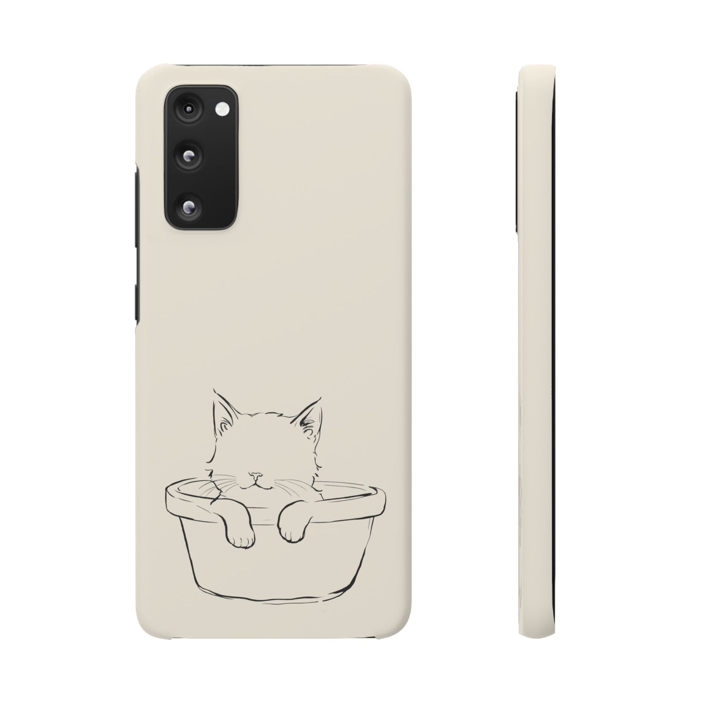 Kitten in a Basket Line Art Phone Case, Adorable & Cozy Design For iPhone 16 15 Pro 14 12 XR 8 Samsung