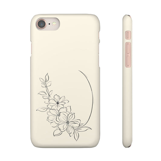 Half Oval Floral Wreath, Minimalist Botanical Phone Case For iPhone 16 15 Pro 14 12 XR 8 Samsung