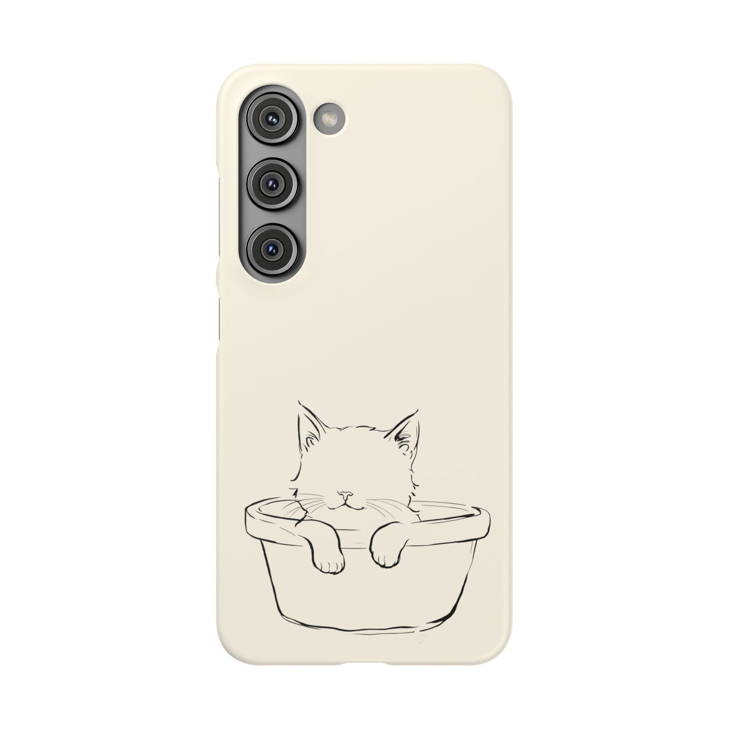 Kitten in a Basket Line Art Phone Case, Adorable & Cozy Design For iPhone 16 15 Pro 14 12 XR 8 Samsung