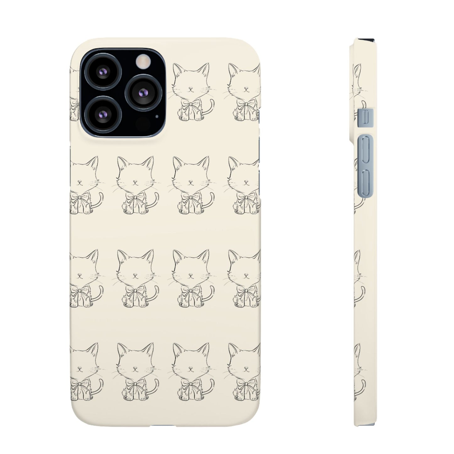 Cute Bow Cat Pattern Phone Case, Cute & Minimalist Design