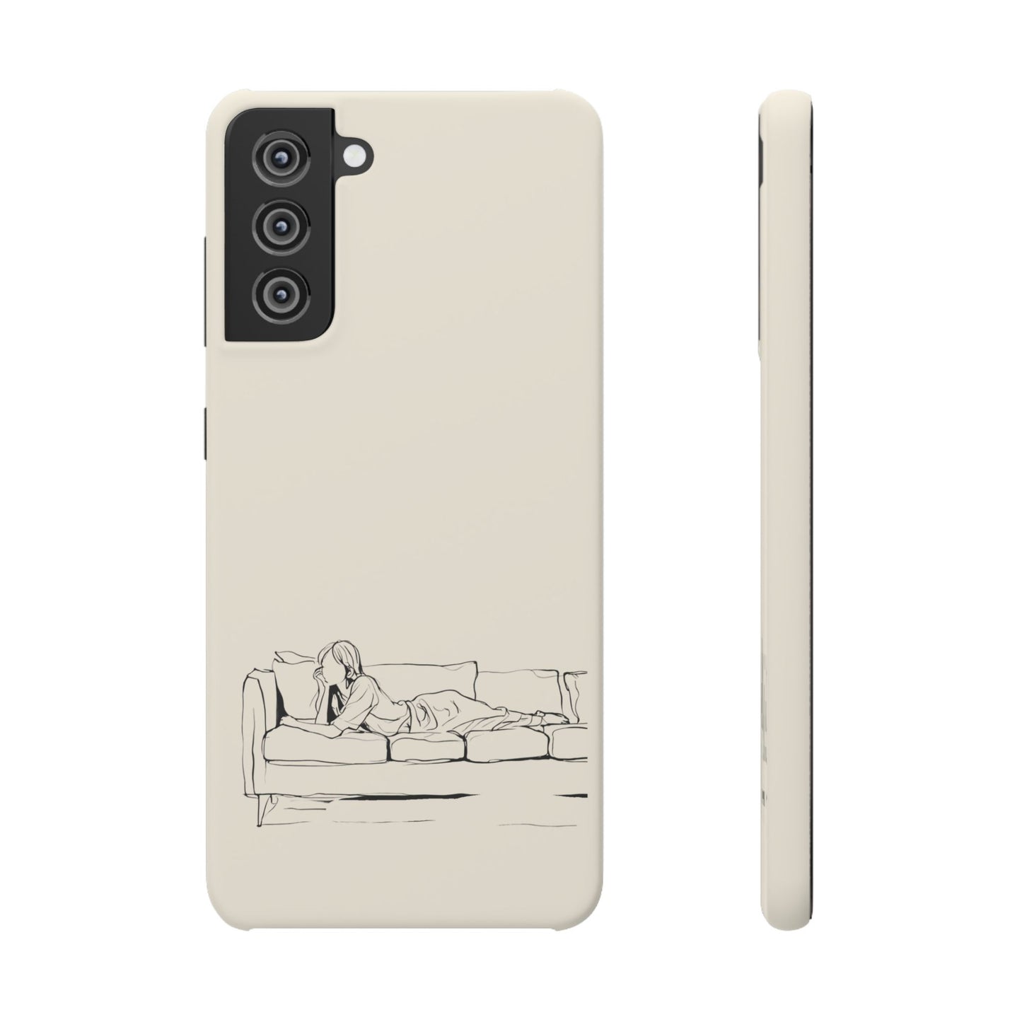 Cozy Sofa Line Art Phone Case, Minimalist & Relaxing Design For iPhone 16 15 Pro 14 12 XR 8 Samsung