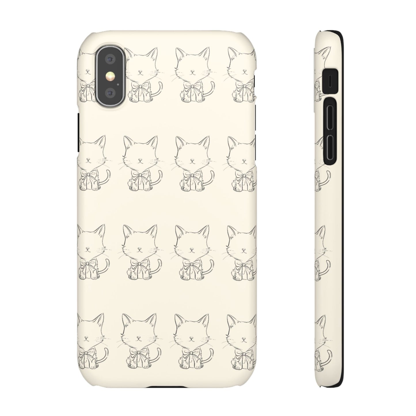 Cute Bow Cat Pattern Phone Case, Cute & Minimalist Design