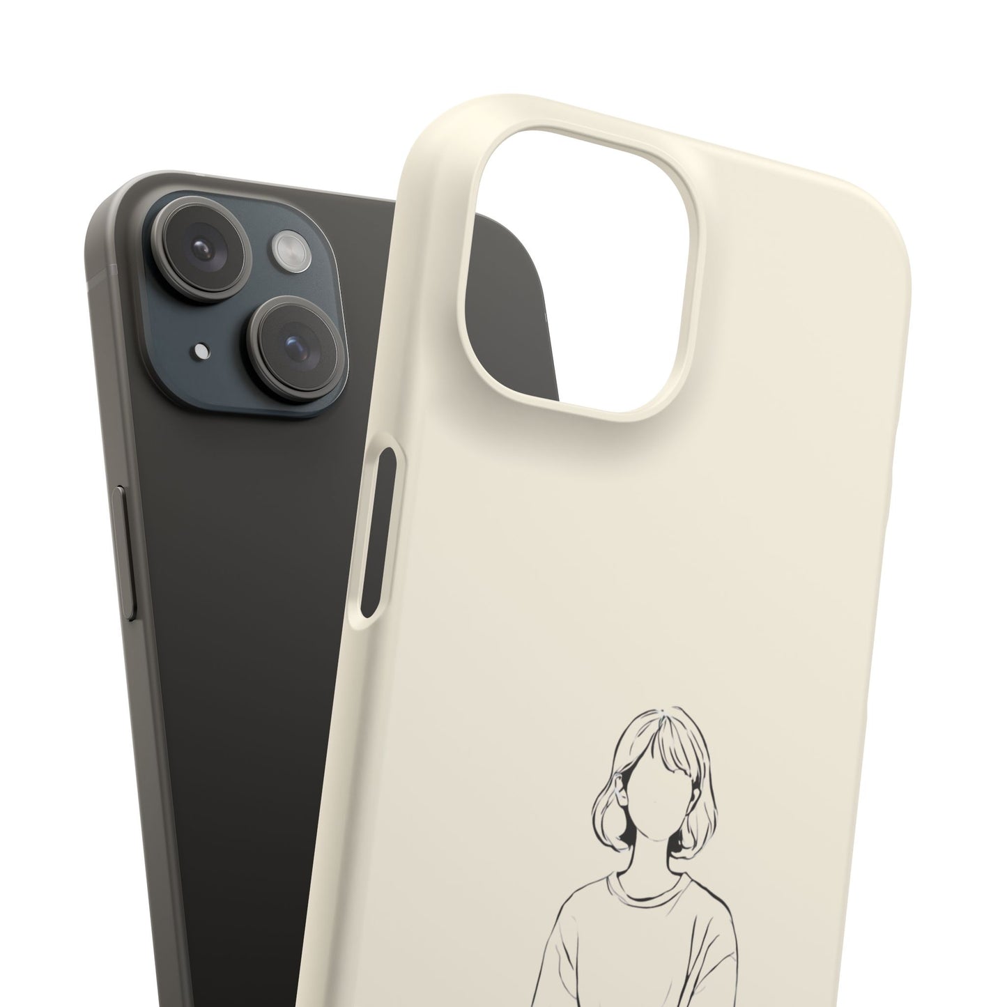 Girl and Cat Line Art Phone Case, Minimalist and Cozy Design, For iPhone 16 15 Pro 14 12 XR 7 8 Samsung